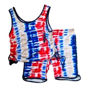 NWT 4th Of July 3XL Women's 2-piece Summer Outfit Set 2 American Red White Blue